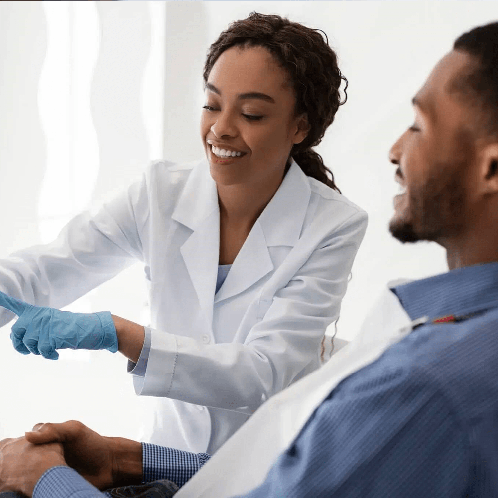 Woman having her teeth checked